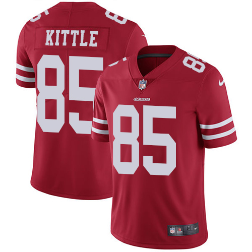 Nike 49ers #85 George Kittle Red Team Color Youth Stitched NFL Vapor Untouchable Limited Jersey - Click Image to Close
